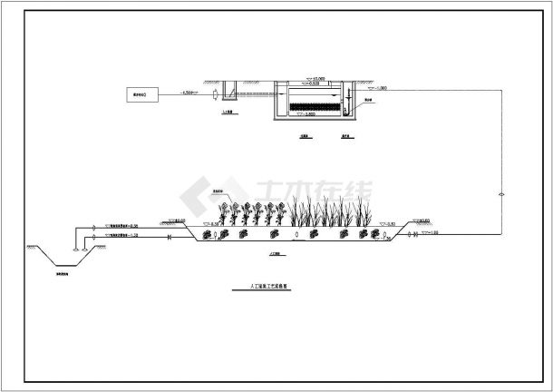 某地区水源地污染治理工程人工湿地工程设计详细方案CAD图纸-图二