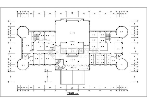 某多层框架结构欧式对称酒店建筑设计cad建筑方案图纸-图二