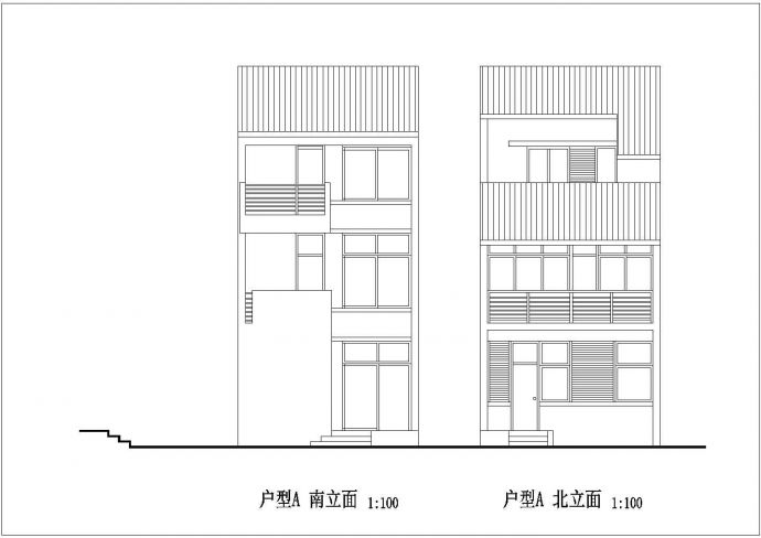 160平米左右3层框混结构单体乡村别墅平立面设计CAD图纸_图1