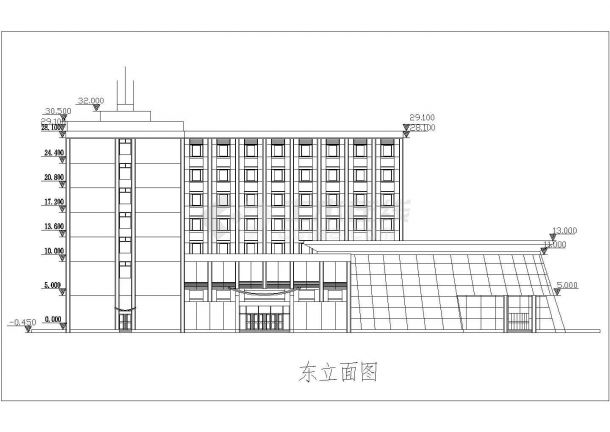 某框架结构多层豪华酒店设计cad建筑方案图-图二