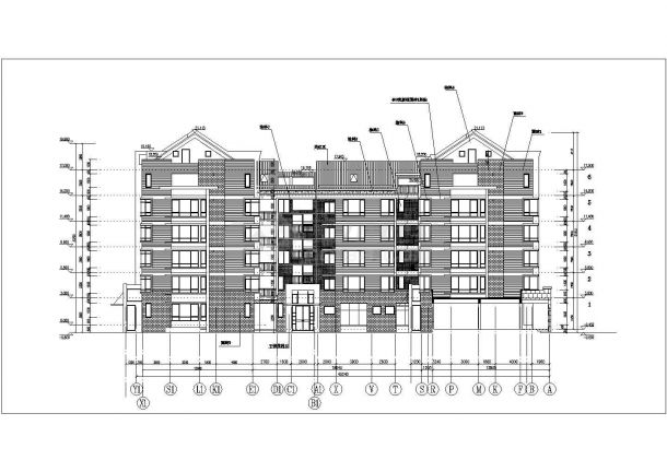 4500平米6层U型框架结构商住楼平立面设计CAD图纸（含阁楼/底层商用）-图一
