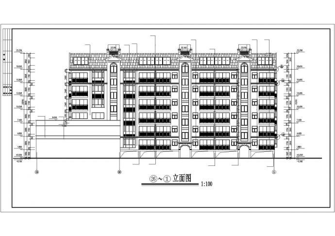 3900平米6层框混商住楼建筑设计CAD图纸（含阁楼和架空层/1-2层半商用）_图1