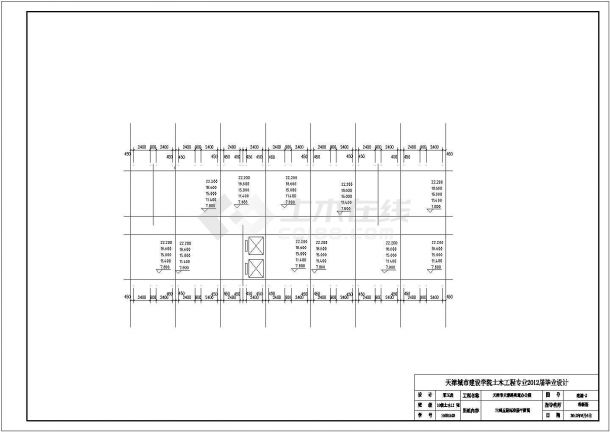 烟台市某高校4600平米6层框混结构办公楼平立剖面设计CAD图纸-图一