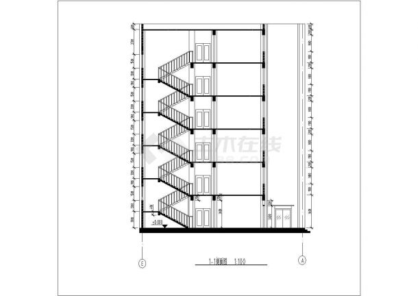 郑州大学4460平米六层框架结构行政办公楼建筑设计CAD图纸-图二