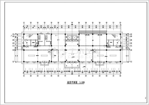 上海某工厂占地990平米6层框架结构办公楼建筑设计CAD图纸-图一