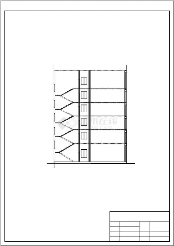 西安某大学5200平米6层框混结构办公楼平立剖面设计CAD图纸-图一