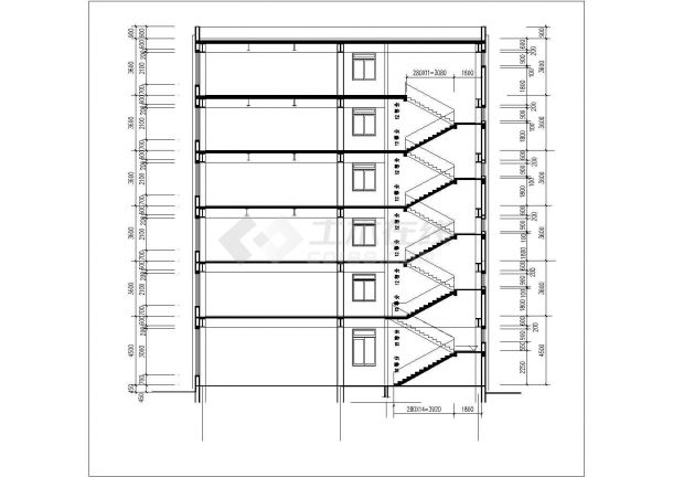 济南市某公司6千平米6层钢框架结构办公楼平立剖面设计CAD图纸-图一