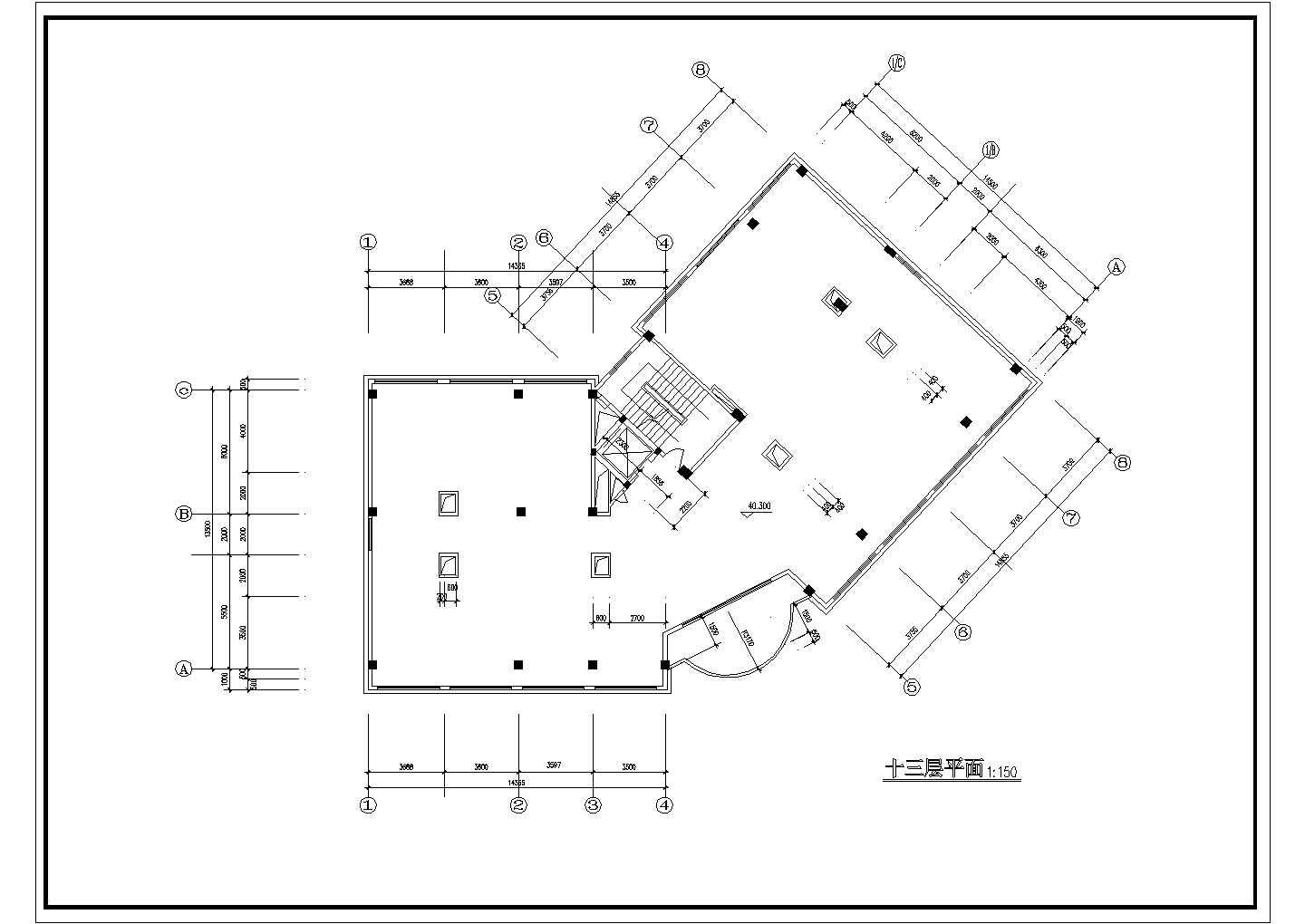 某十三层剪力墙结构城市酒店设计cad详细建施图纸