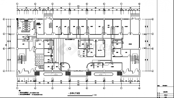1层约1千平米体检中心改建电气系统设计施工cad图纸-图一
