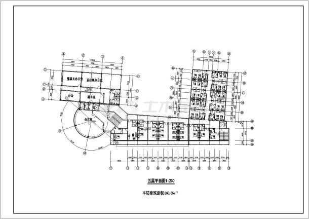 某五层U字型酒店设计cad详细建筑方案图-图一