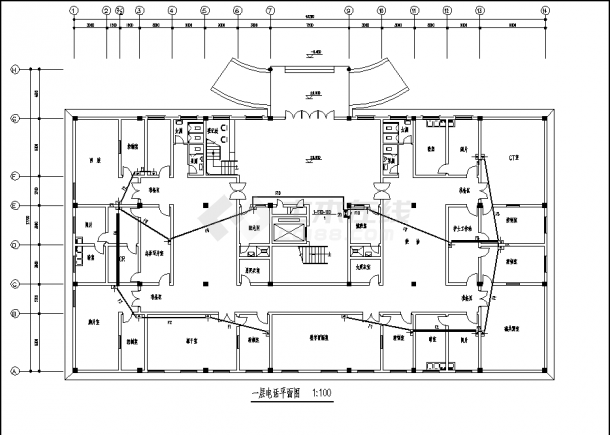 4层医院影像楼电气系统设计施工cad图纸-图二