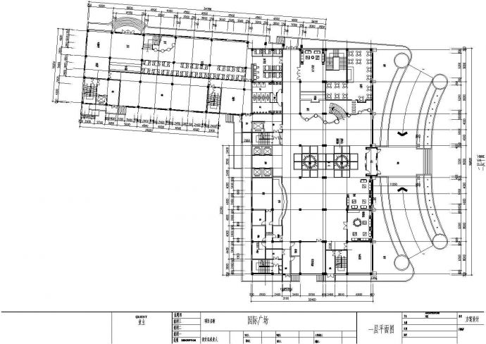 某地小型国际广场建筑设计cad图（共4张）_图1