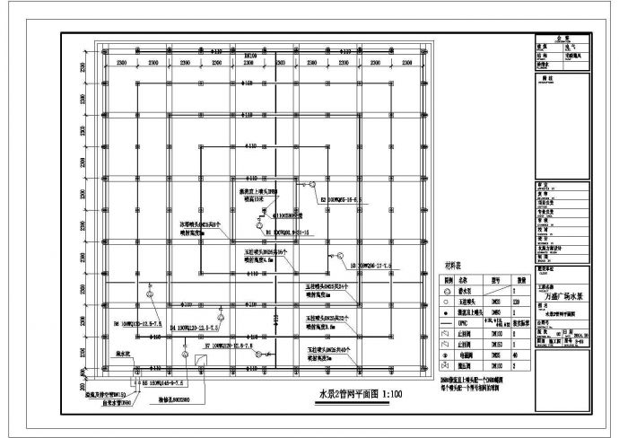 万盛广场水景（喷泉）工程设计cad全套施工图（标注详细，10张图）_图1