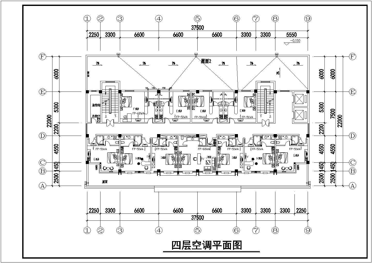 某地宾馆空调设计cad平面施工图纸