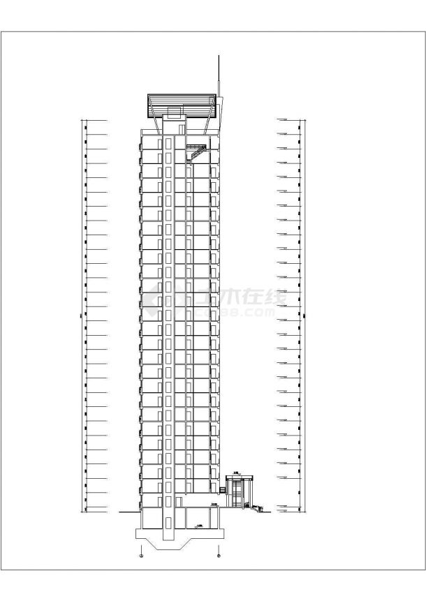 7000平米26层框混结构住宅楼平立剖面设计CAD图纸（含地下室层）-图一