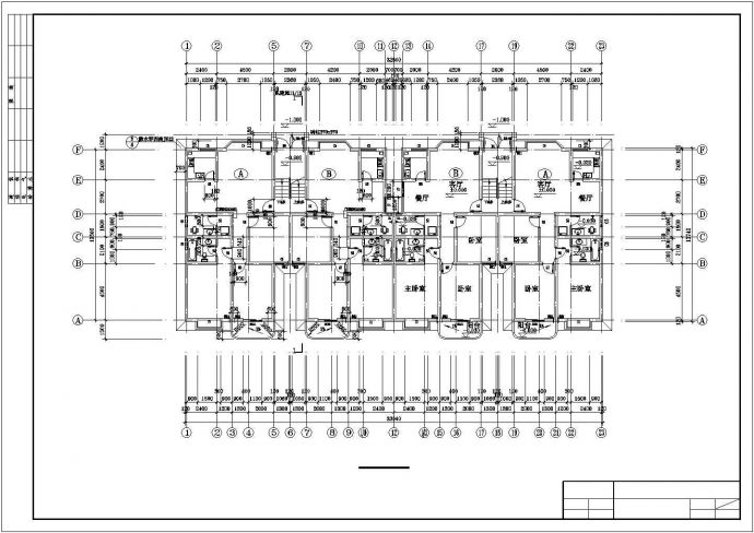 湖州市某现代化小区1900平米6+1层砖混结构住宅楼建筑设计CAD图纸_图1