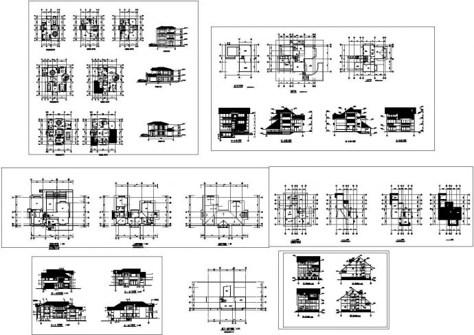 几套美式风格别墅建筑设计施工图纸_图1