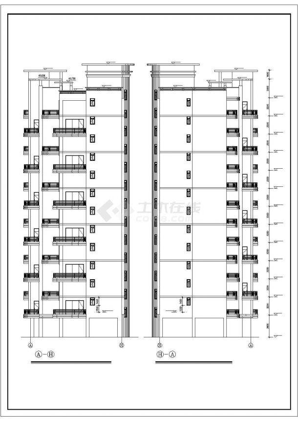 2800平米12层框架结构住宅楼全套建筑设计CAD图纸（含架空层）-图一