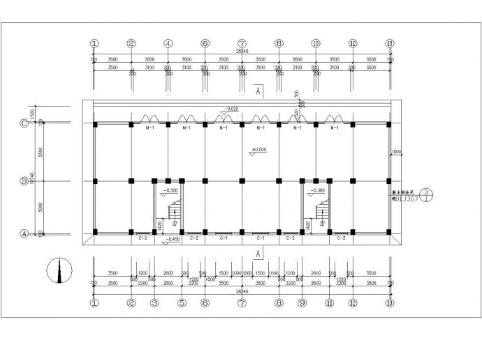 2千平米左右6+1层砖混结构住宅楼平立剖面设计CAD图纸（含结构图）_图1