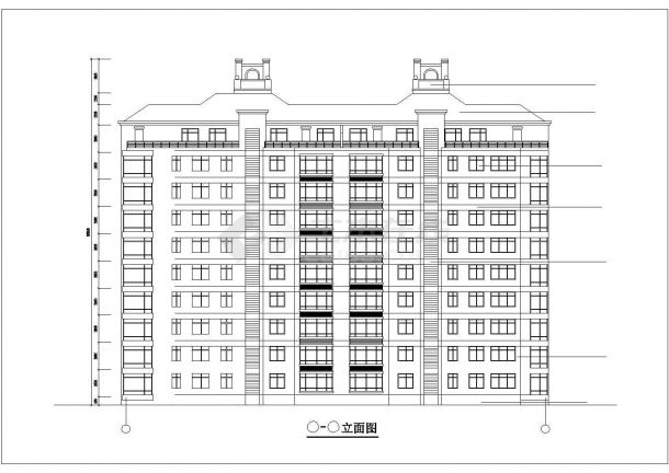 3850平米9层框架结构住宅楼平立剖面设计CAD图纸（带阁楼）-图一