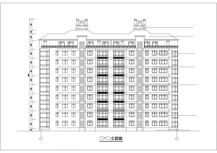 3850平米9层框架结构住宅楼平立剖面设计CAD图纸（带阁楼）_图1