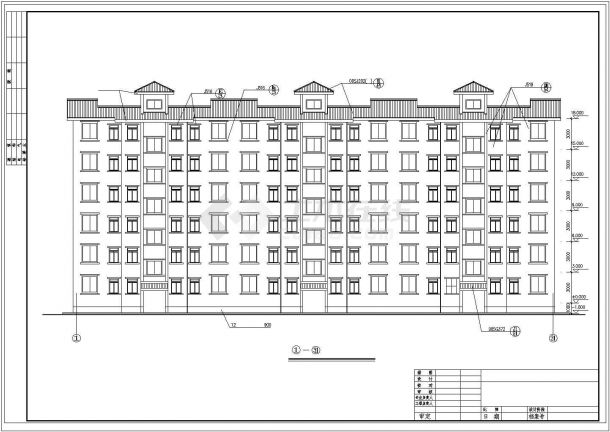 广州市某居住区2400平米6层砖混结构住宅楼建筑设计CAD图纸-图二