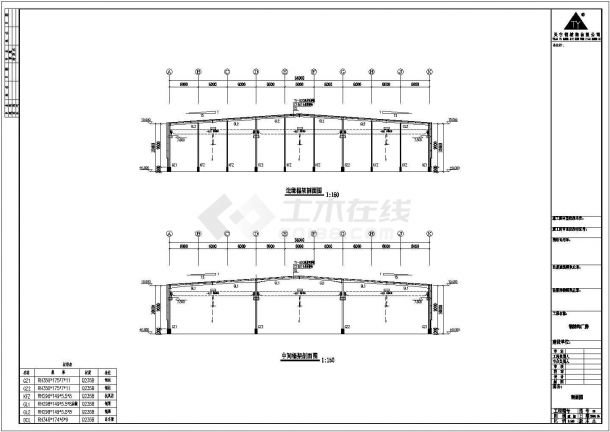 某公司67米x54米钢结构工程设计CAD图纸-图二