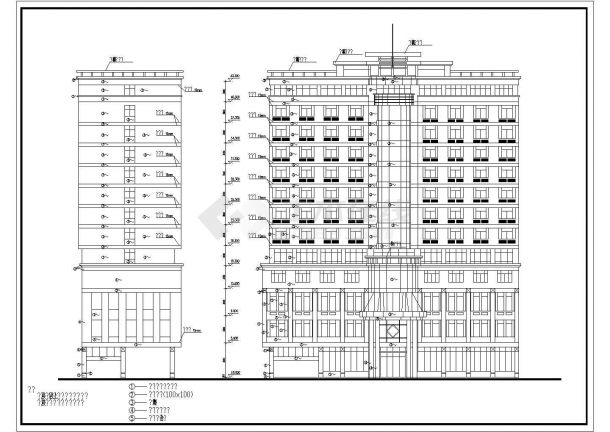 某框架结构多层城市酒店设计cad建筑方案图-图二