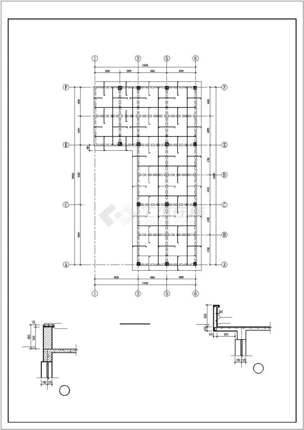 沈阳某村镇幼儿园258平米单层砖混教学楼结构CAD设计图纸-图二
