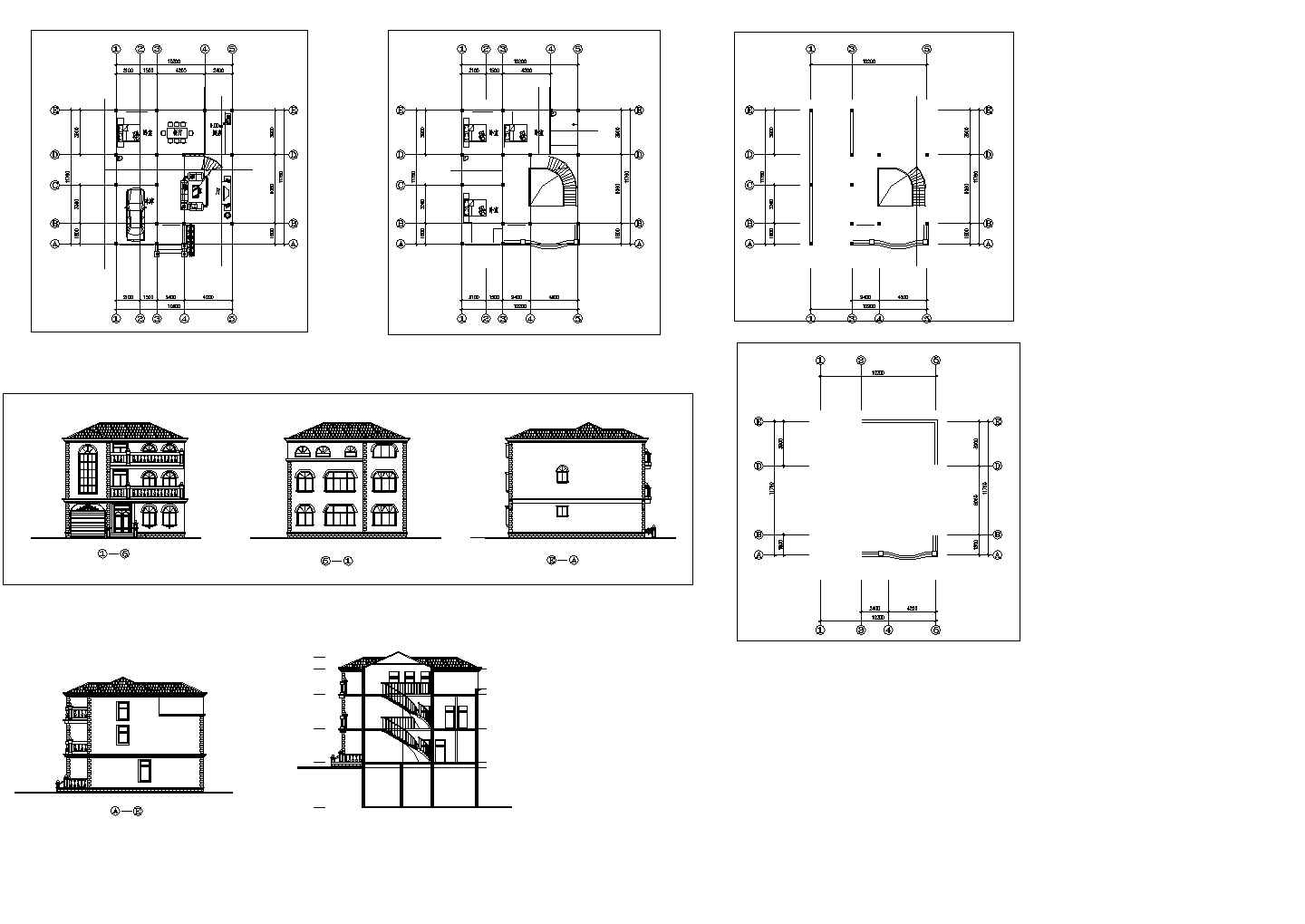 欧式别墅建筑设计施工图纸