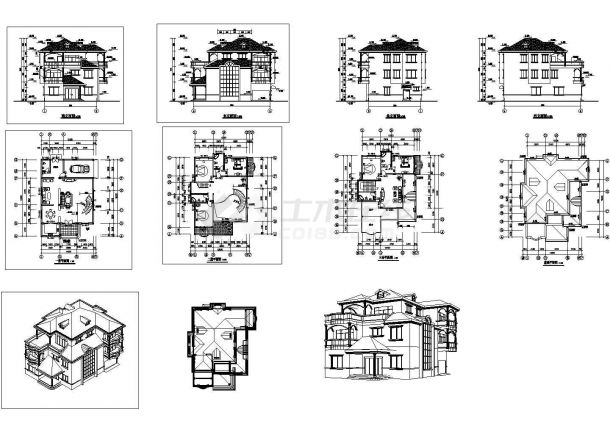全套三层别墅建筑设计施工图纸-图一