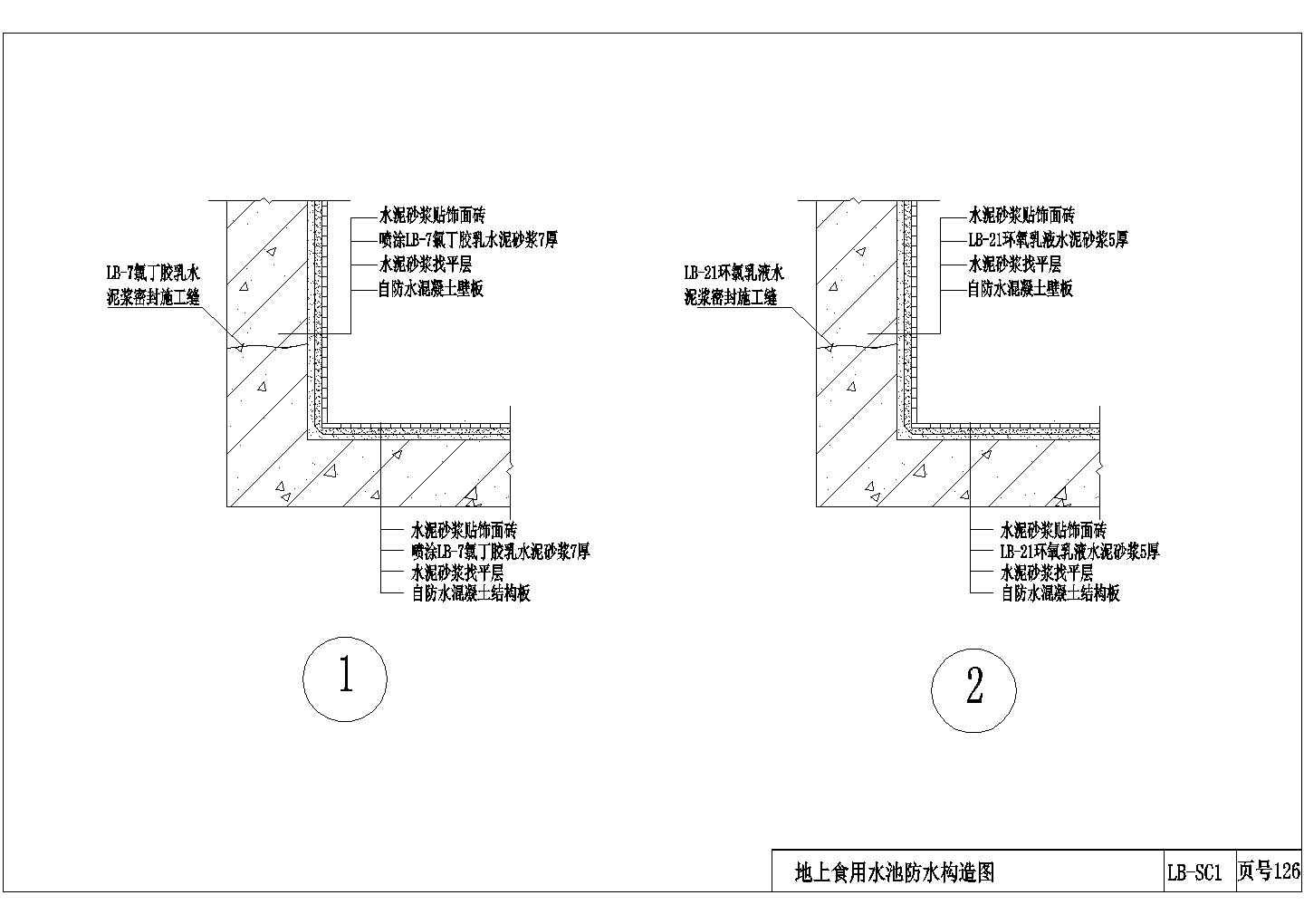 西安市某餐厅厨房水池防水设计CAD图纸