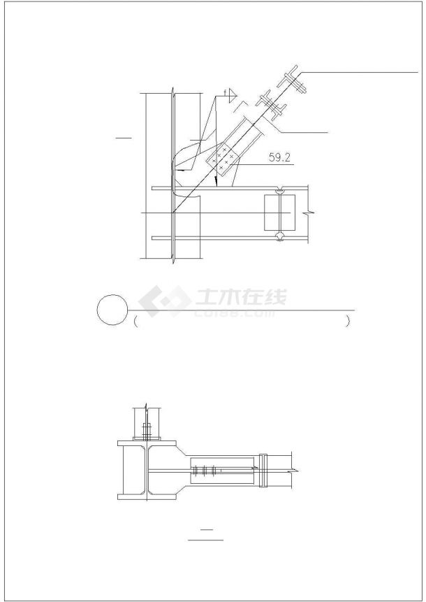 大型H型钢与相同截面的悬臂杆连接设计CAD图纸-图一