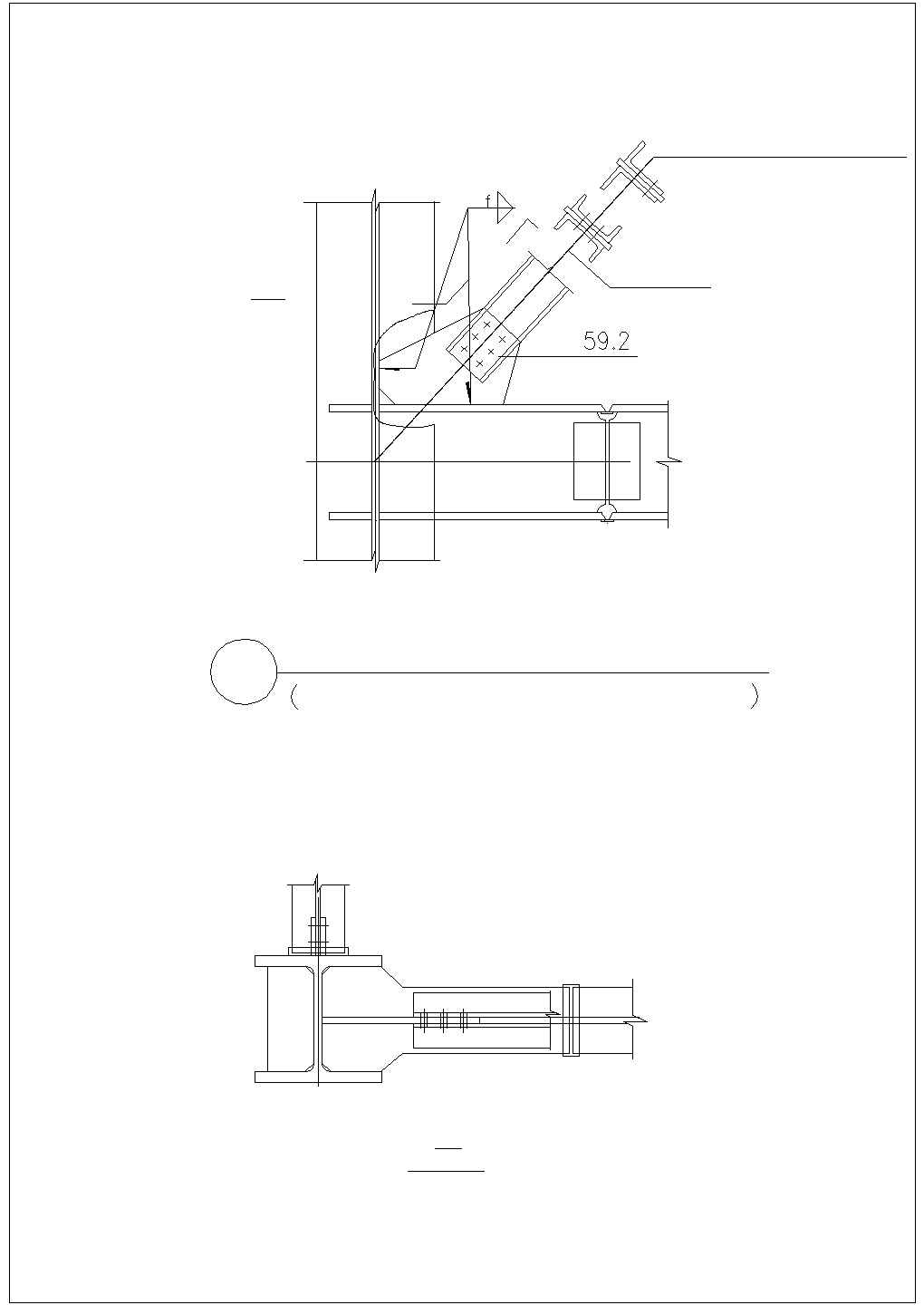 大型H型钢与相同截面的悬臂杆连接设计CAD图纸