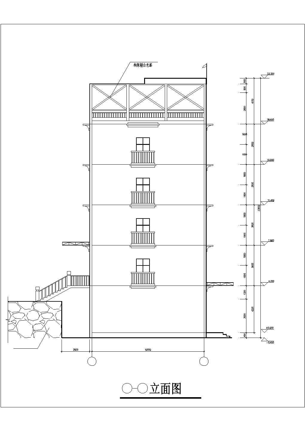 1200平米5层砖混结构商住楼建筑设计CAD图纸（底层商场）