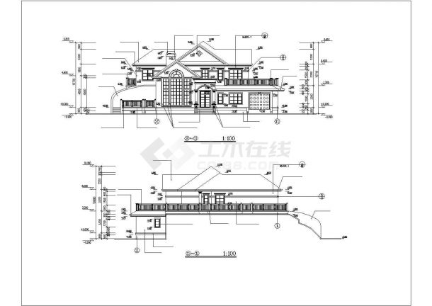 重庆某小区385平米2层框混结构单体豪华别墅全套建筑设计CAD图纸-图一