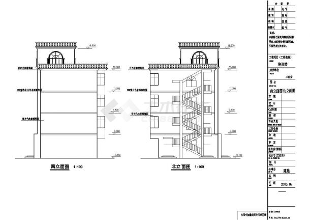 1200平米左右4层框架结构基督教堂建筑+结构设计CAD图纸-图一