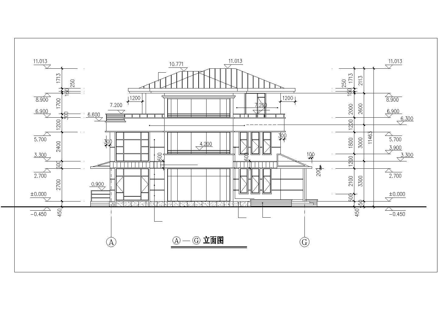 某小型经典别墅的建筑CAD详图