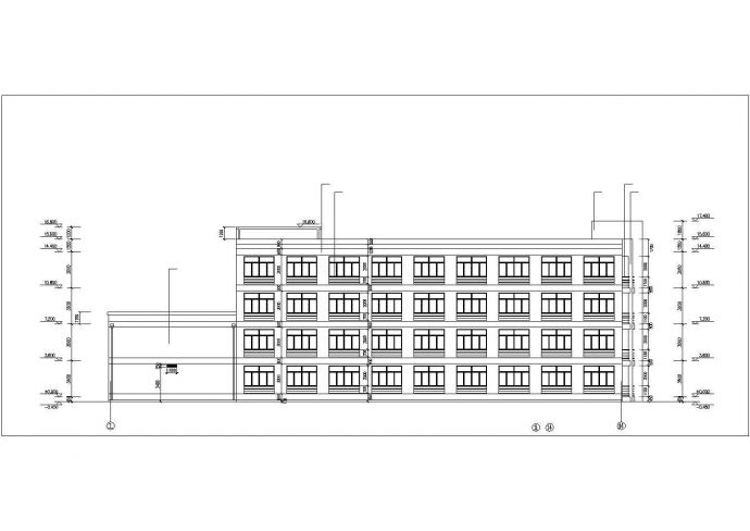 3700平米4层框架结构商务综合楼平立剖面设计CAD图纸_图1