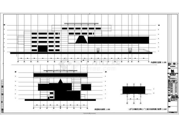 某地下一层地上五层框架剪力墙结构旅游服务中心设计cad全套建筑施工图（含设计说明，含结构设计，含给排水设计，含暖通设计，含电气设计）-图二