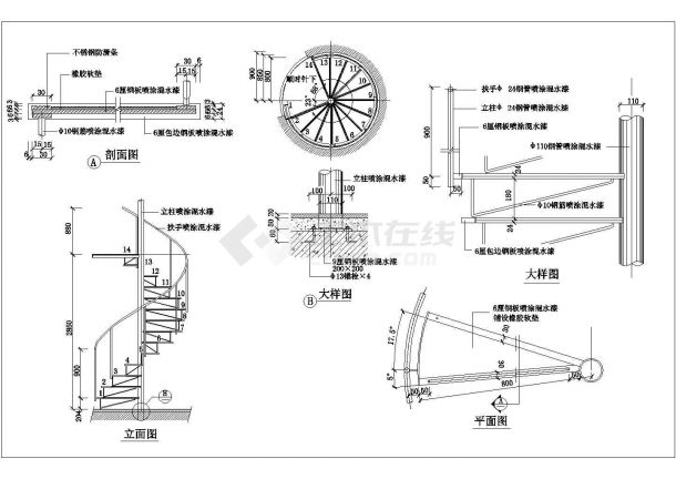 经典常用的楼梯详细设计CAD图纸（65张）-图二