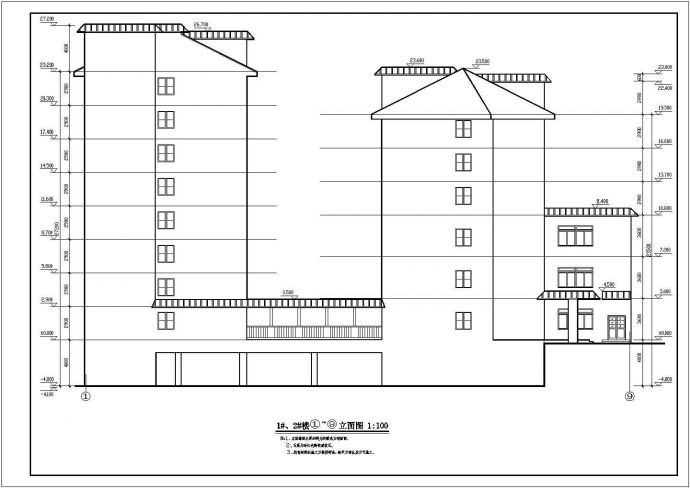 某多层框架结构大酒店设计cad详细建筑施工图（ 含设计说明）_图1