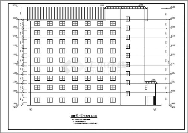 某多层框架结构大酒店设计cad详细建筑施工图（ 含设计说明）-图二