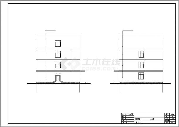 沿街4千平米4层钢混框架结构办公楼平立剖面设计CAD图纸-图一