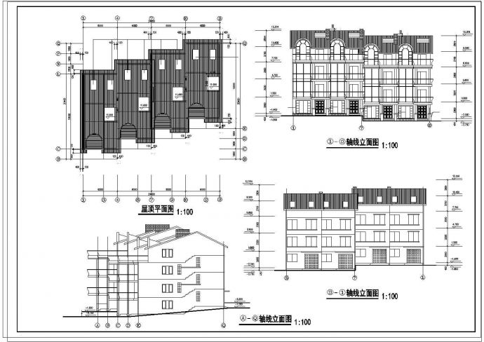 四层层别墅建筑设计CAD施工图纸_图1
