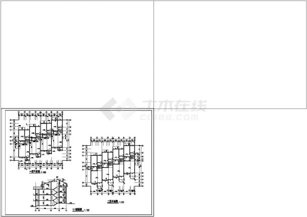 四层层别墅建筑设计CAD施工图纸-图二
