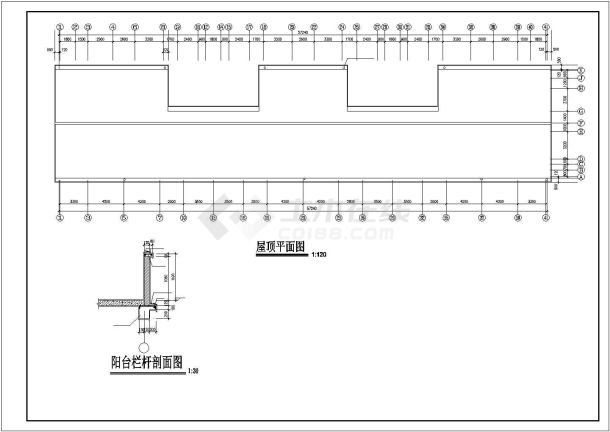 某现代化小区5170平米7层砖混结构住宅楼全套建筑+结构设计CAD图纸-图二