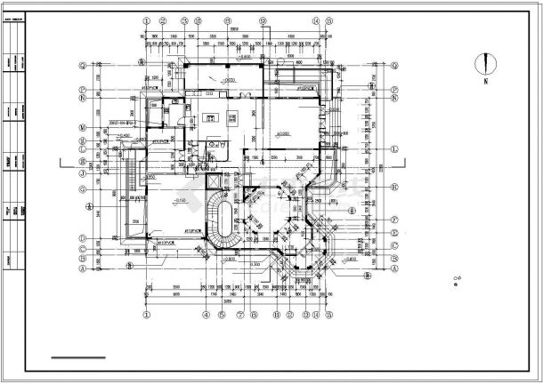 上海某豪华别墅建筑设计CAD施工图-图二