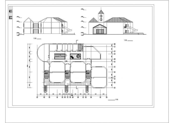 长40米 宽26米二层幼儿园建筑设计图（无屋顶平面）_图1