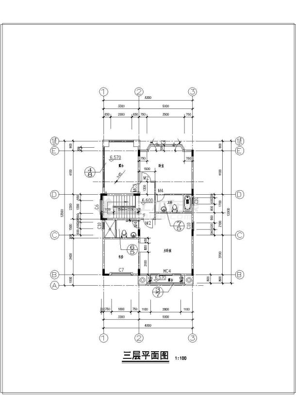 水岸豪宝石A型别墅建筑设计CAD施工图纸-图二